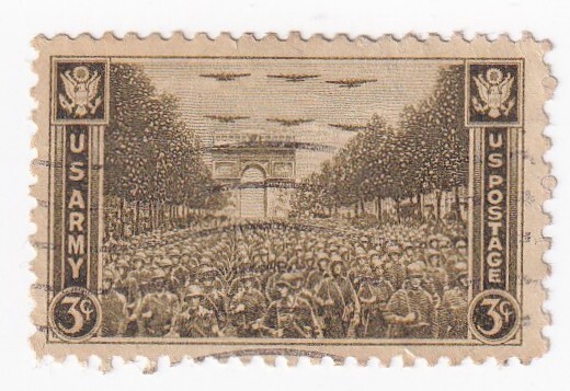 STAMP US SCOTT 934 "US Troops & L' Arc de Triomphe" 3 CENT 1945 USED