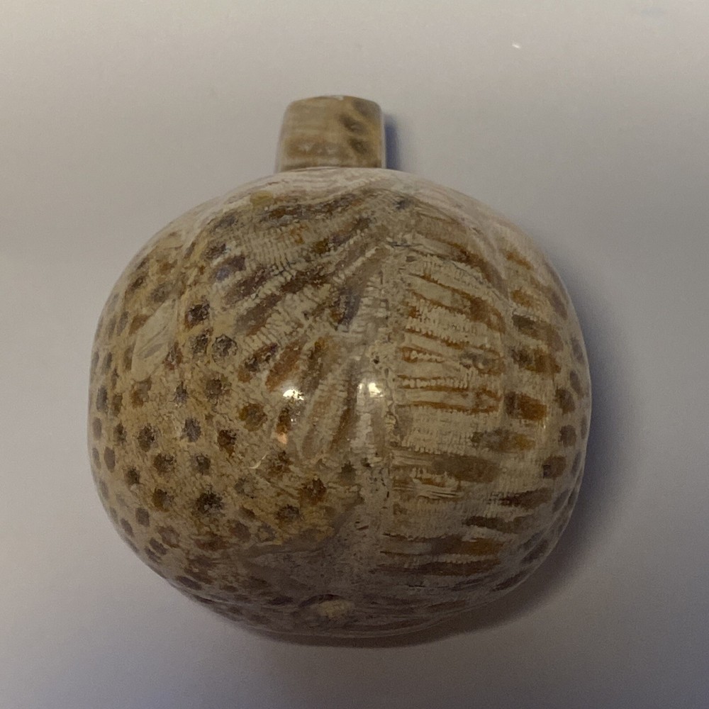 Agate Stone Jack o Lantern Pumpkin Sphere 2” diameter #1
