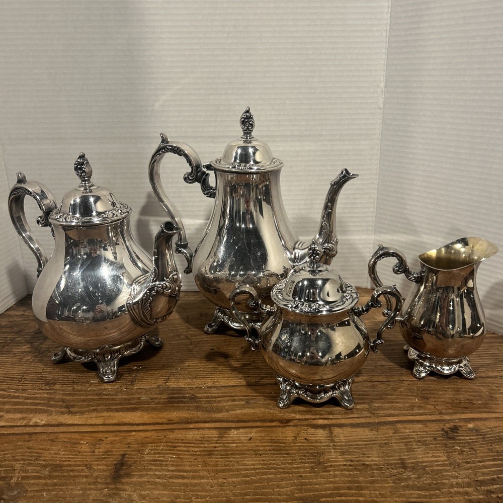 International Silver Co, Vintage Silver Plated Tea Set Coffee Set, 4-Piece