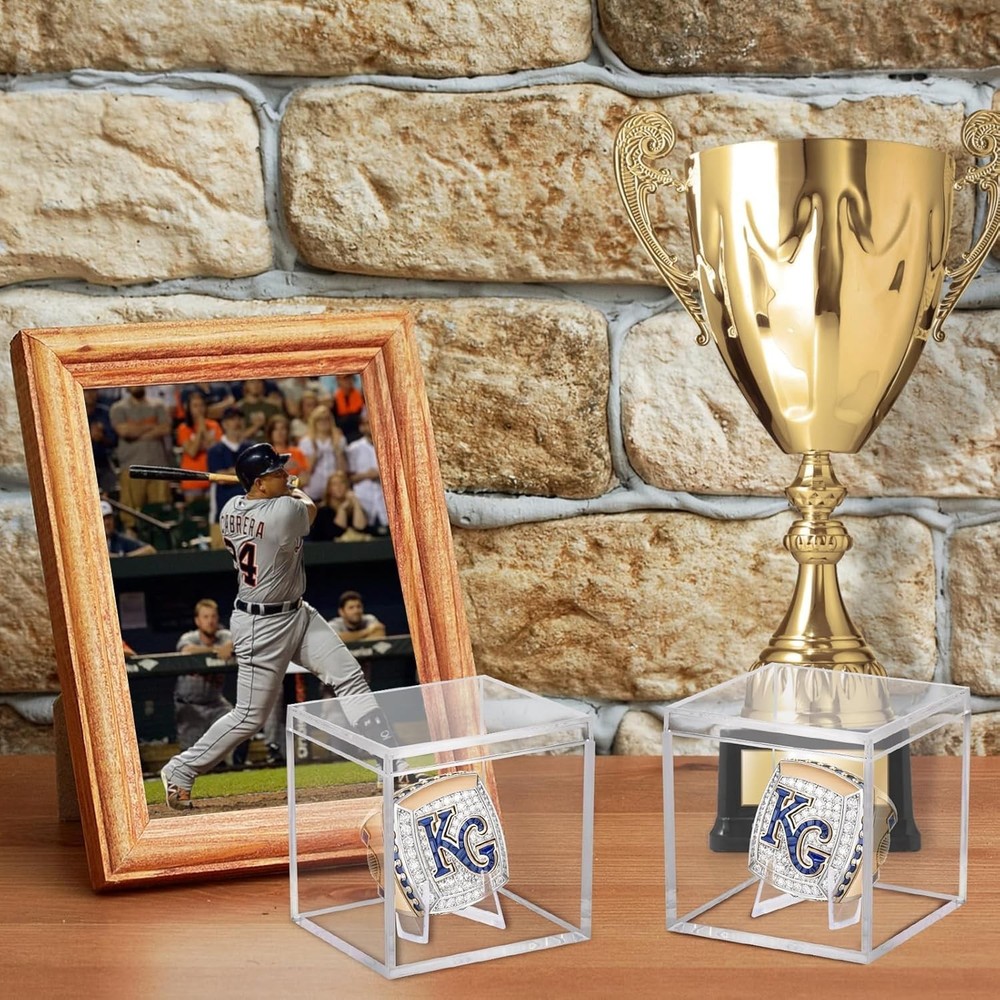 3 Pack Championship Ring Display Case Clear Acrylic Display Case- Storage Box
