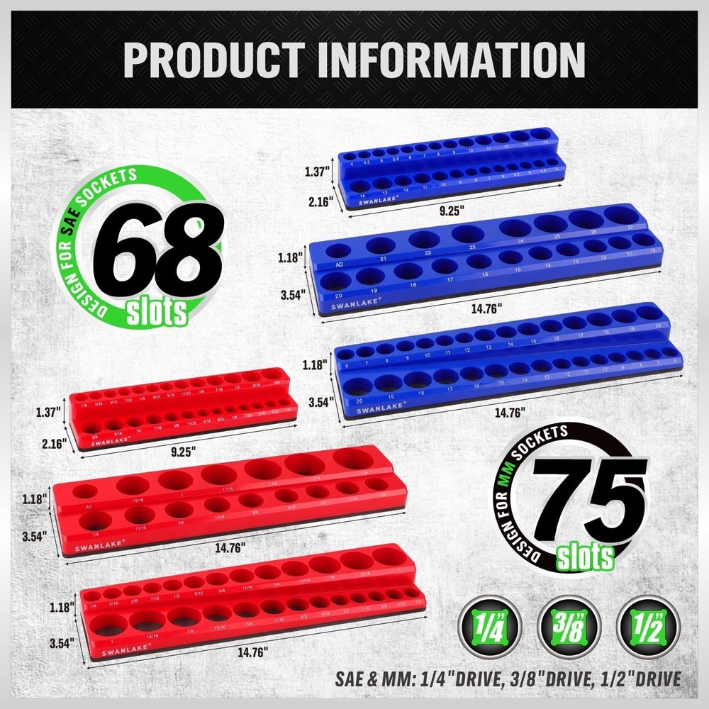 Magnetic Socket Organizer Set - 286 Piece Storage Solution