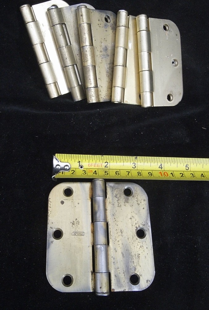 6 -3 1/2"- BRUSHED BRASS INTERIOR HINGES NOS