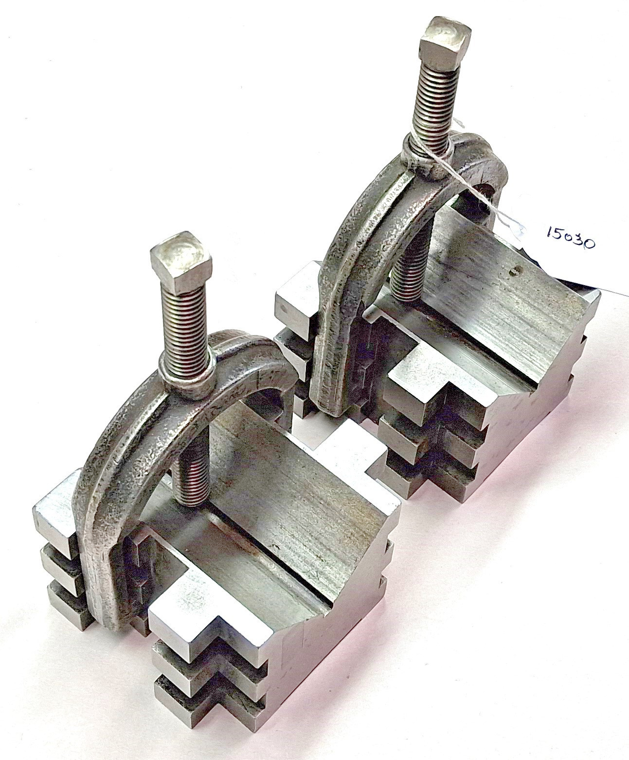 Machinists Set of (2) Brown & Sharpe No.750-B V Blocks w/ Clamps, USA