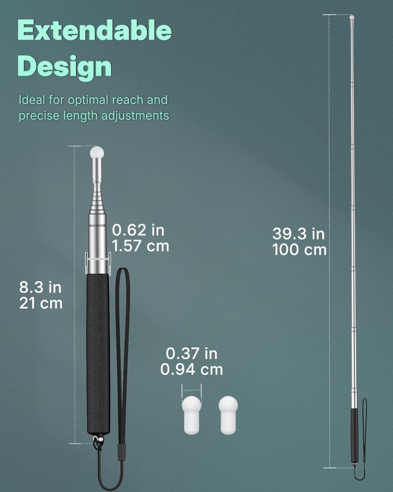 Uniclife 2 Pack Retractable Teacher Pointer Stick for Classroom Telescopic...