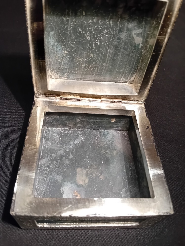 Fabulous Moss Agate & Silver Metal Box.