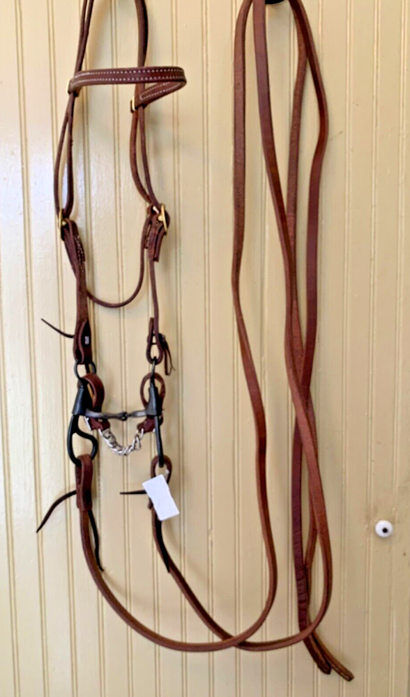 Dutton Smooth Tear Drop BIT & COMPLETE BRIDLE SET Headstall, Reins, & Curb Strap
