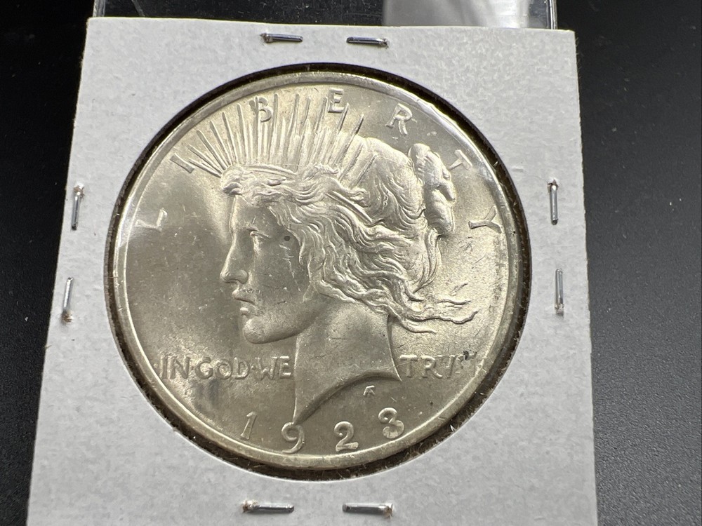 1923 P $1 Peace Silver Dollar Coin Reverse Lamination Error CH BU