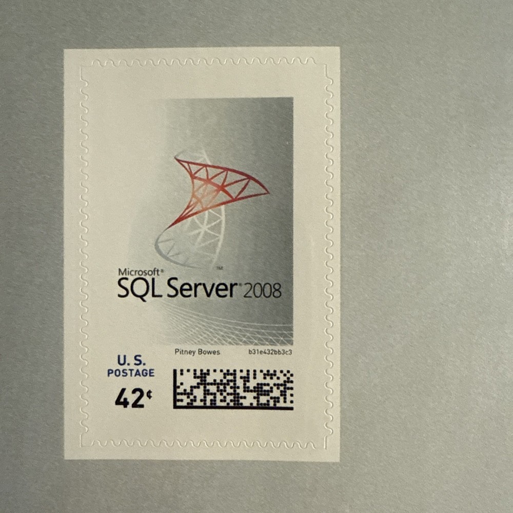 Microsoft SQL Server 2008 Commemorative Stamp Sheet - Collectible - Framed