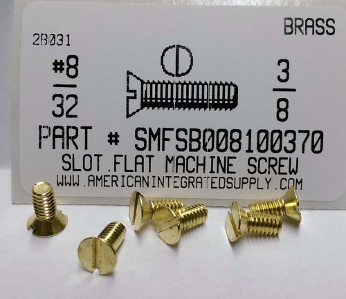 #8-32x3/8 Flat Head Slotted Machine Screws Solid Brass (20)