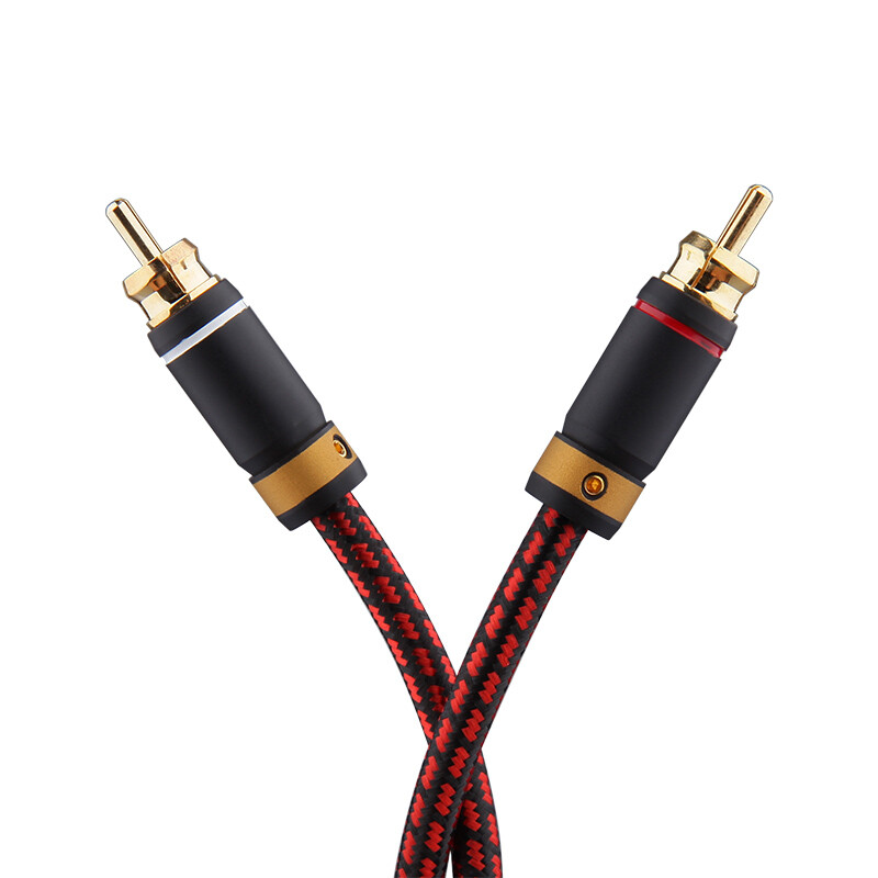 Primeda Audiophile Subwoofer Audio Cable 2 Male to 2 Male RCA Hi Fi Braided Red