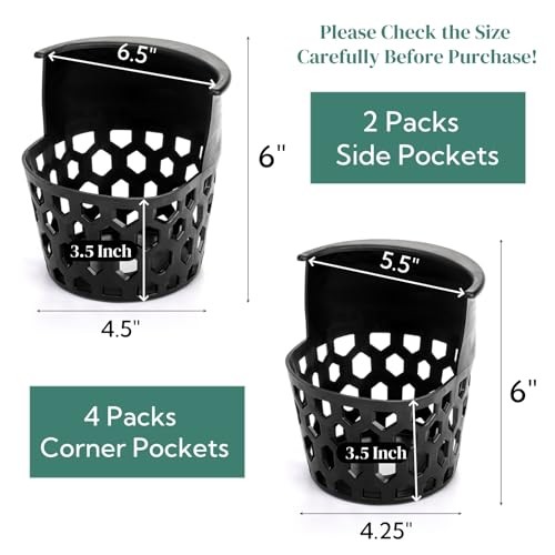 6 Pack Pool Table Pockets, Heavy Duty Billiard Set Including 4 Corner and 2