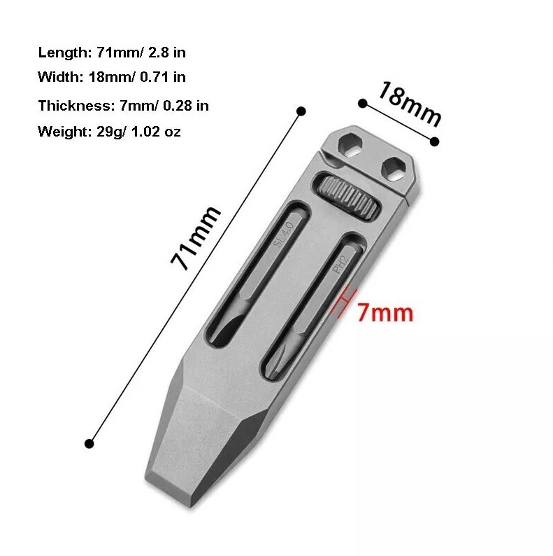 EDC Titanium Multi Tools Adjustable Wrench Pocket Pry Bar Crowbar with Bits USA