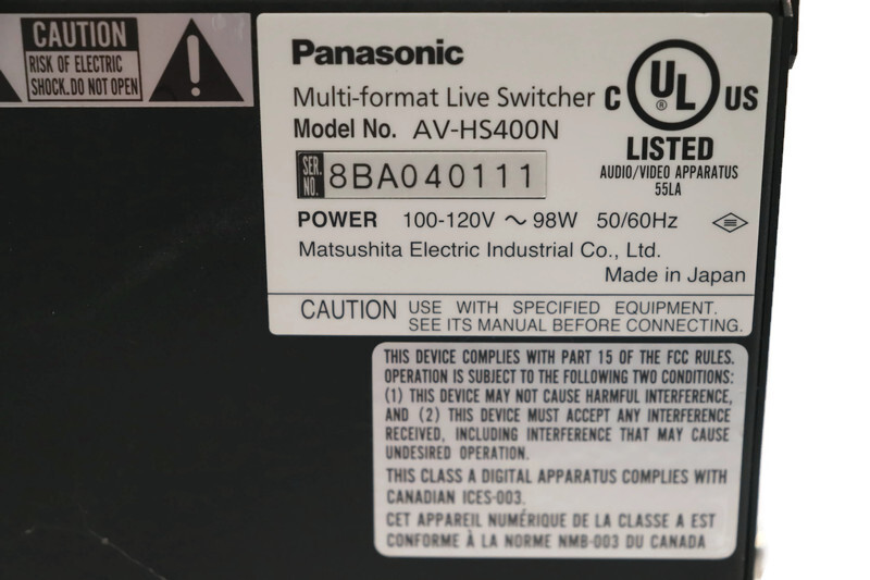 PANASONIC AV-HS400N - Multi Format Live HD / SD Video Switcher