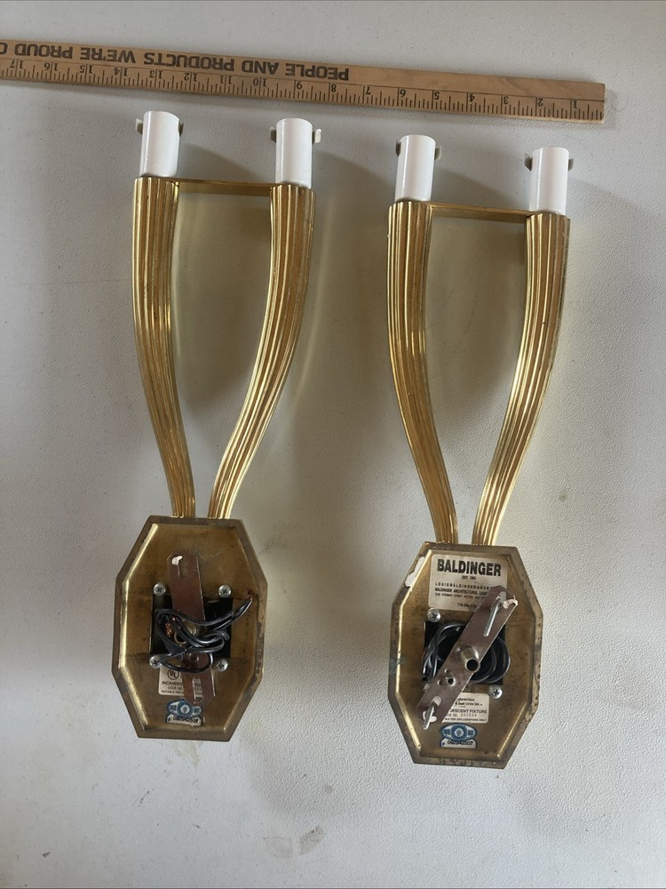 2 - Louis Baldinger Fluted Two Arm Wall Sconces
