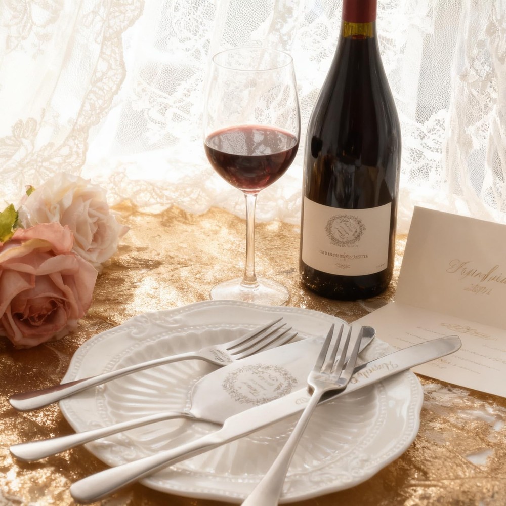 4 PCS Wedding Cake Cutting Set Knife Server Forks Bride Groom Silverware
