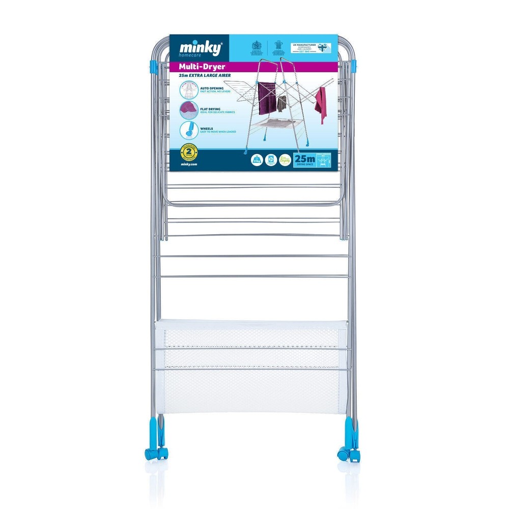 Fold Multi Metal Clothes Drying Rack Auto Opening Flat Ideal Delicate Garments