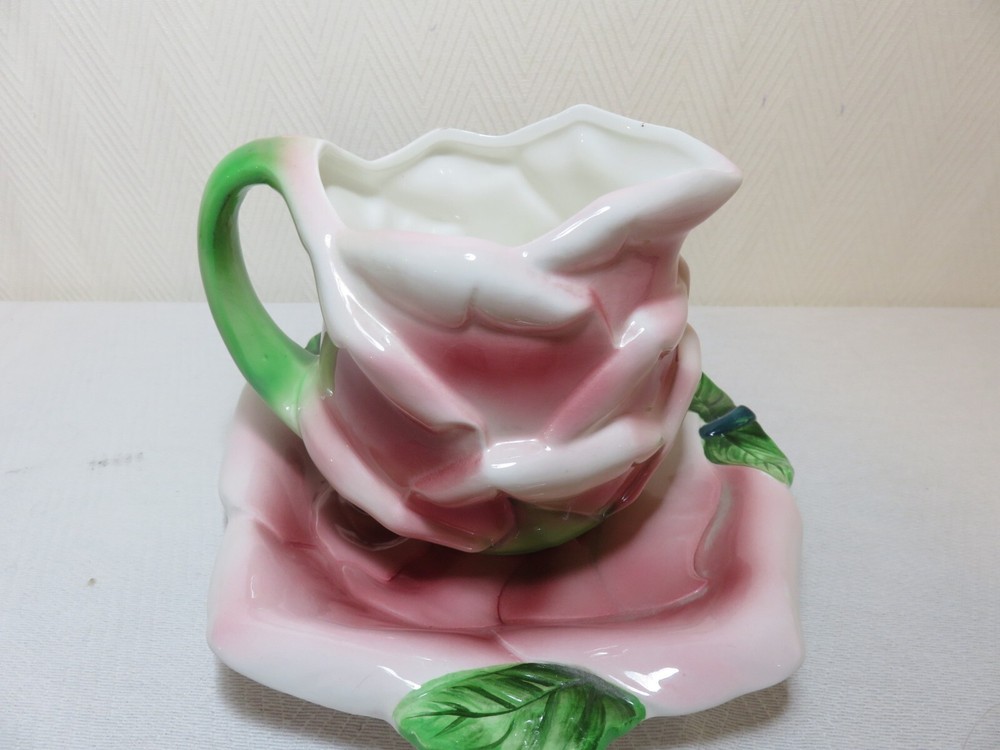 PY Japan ceramic countess rose pitcher and underplate