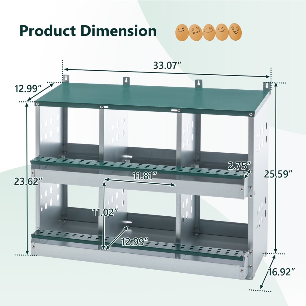 6 Room Metal Chicken Nesting Boxes 6 Compartment Egg Coop