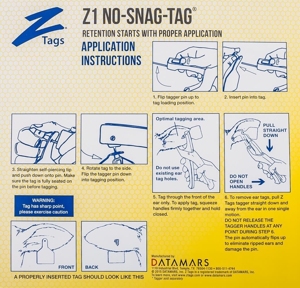 Z Tag Blank Calf ID tag, White, Long neck, 25/pack