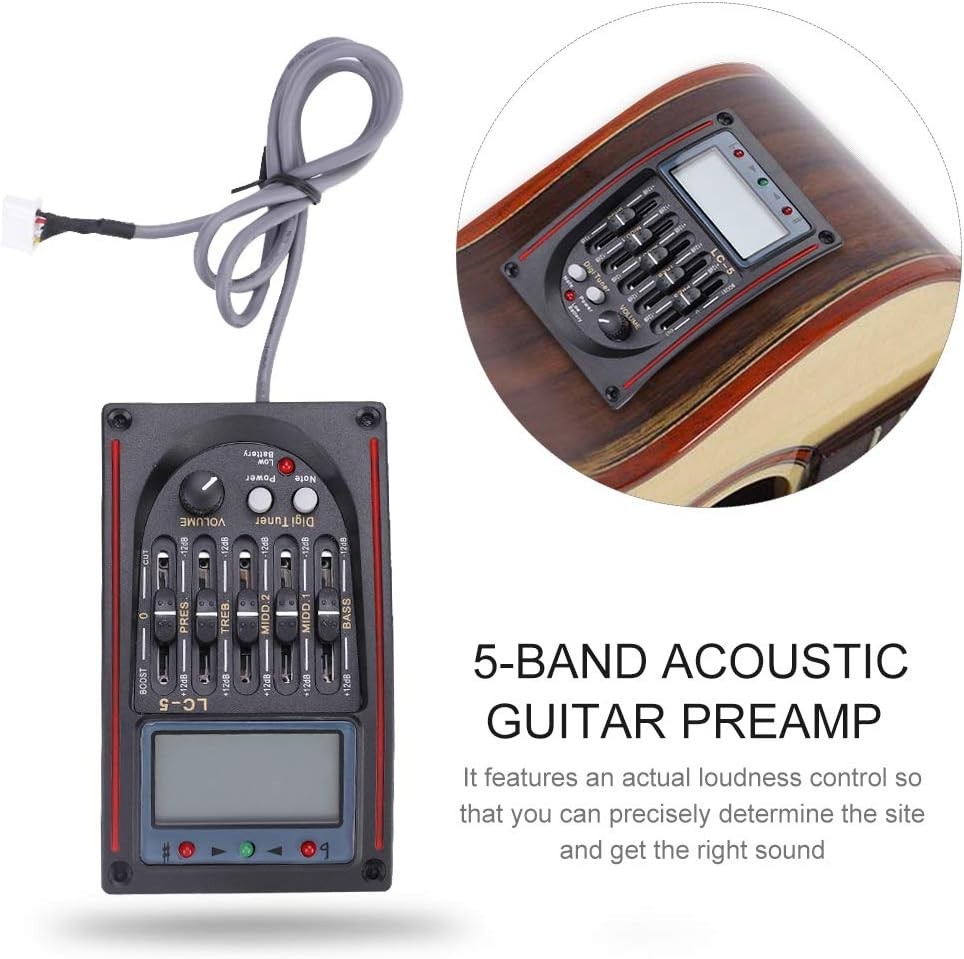 Acoustic Guitar Preamp with LCD and 5-Band Equalizer Functionality