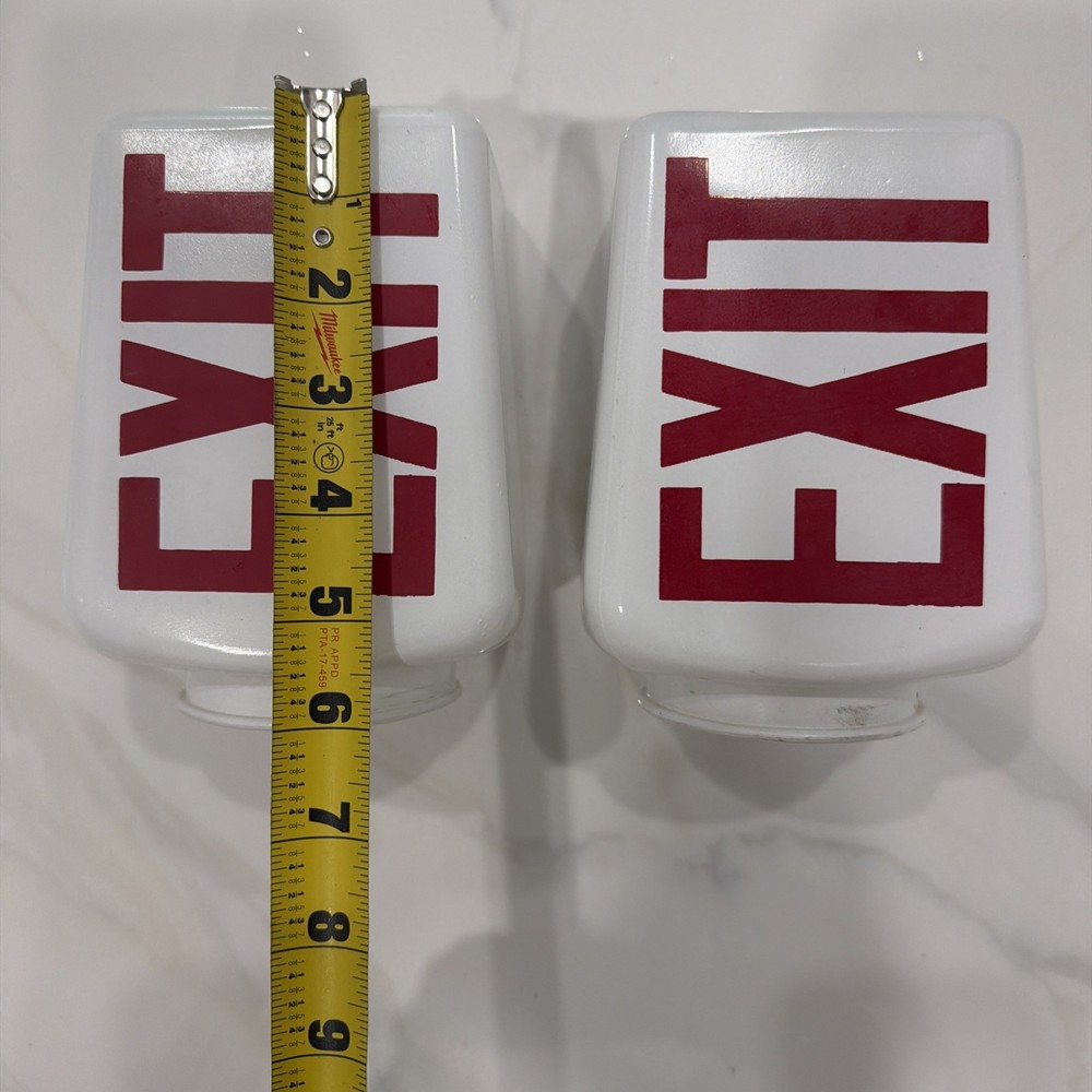 Milk Glass White Exit Double Sided Unusual Light Cover