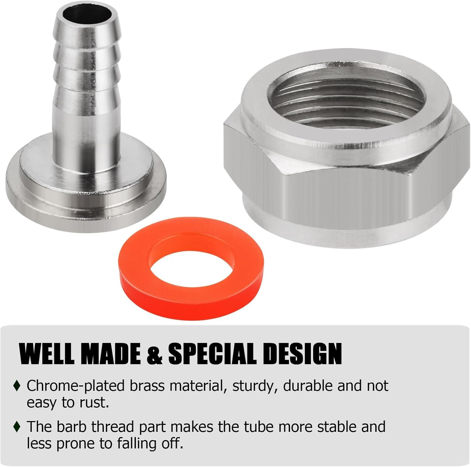 Keg Coupler Barb Connector 5/16'' Beer Barb G5/8 Thread Hex Nut Beer Keg Coupler