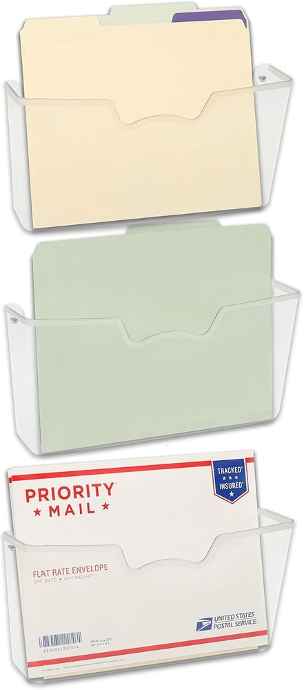 Simple Houseware Clear Single Pocket Wall Mount for Hanging 3 Pack,