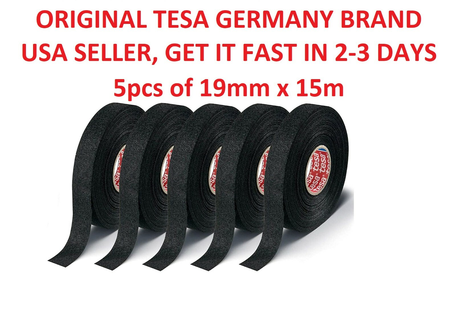 5 x Tesa Original Isoband 51608 15m X 19mm Adhesive Wiring Loom Cloth Tape  NEW