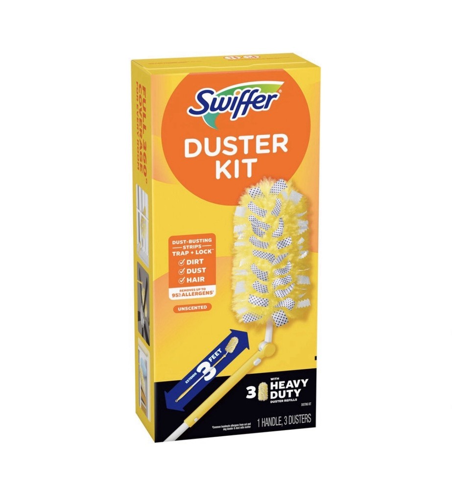 Swiffer Heavy Duty Duster Kit Microfiber 1 Handle 3 Dusters