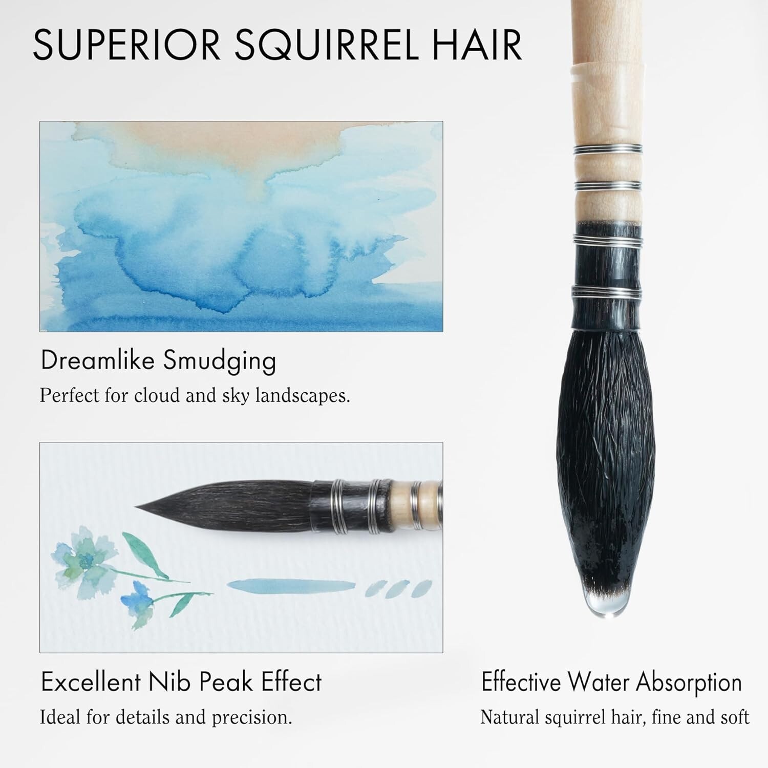 ARTIFY Professional Natural Squirrel Hair Quill Watercolor Brushes