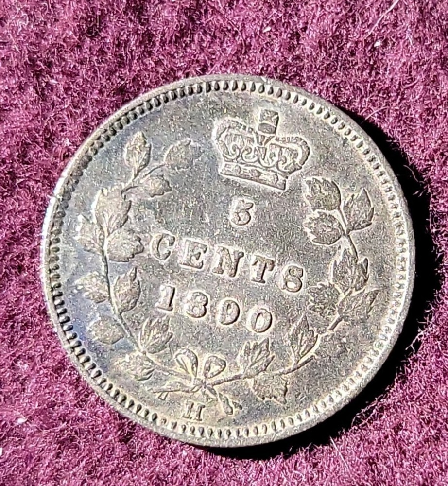 1890-H Canada 5 cent silver  - Solid  VF/XF (darkly toned)   stk#K951