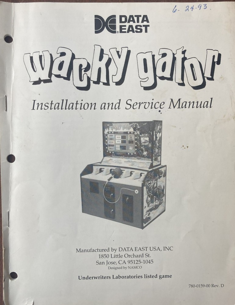 Wacky Gator Arcade Game Manual