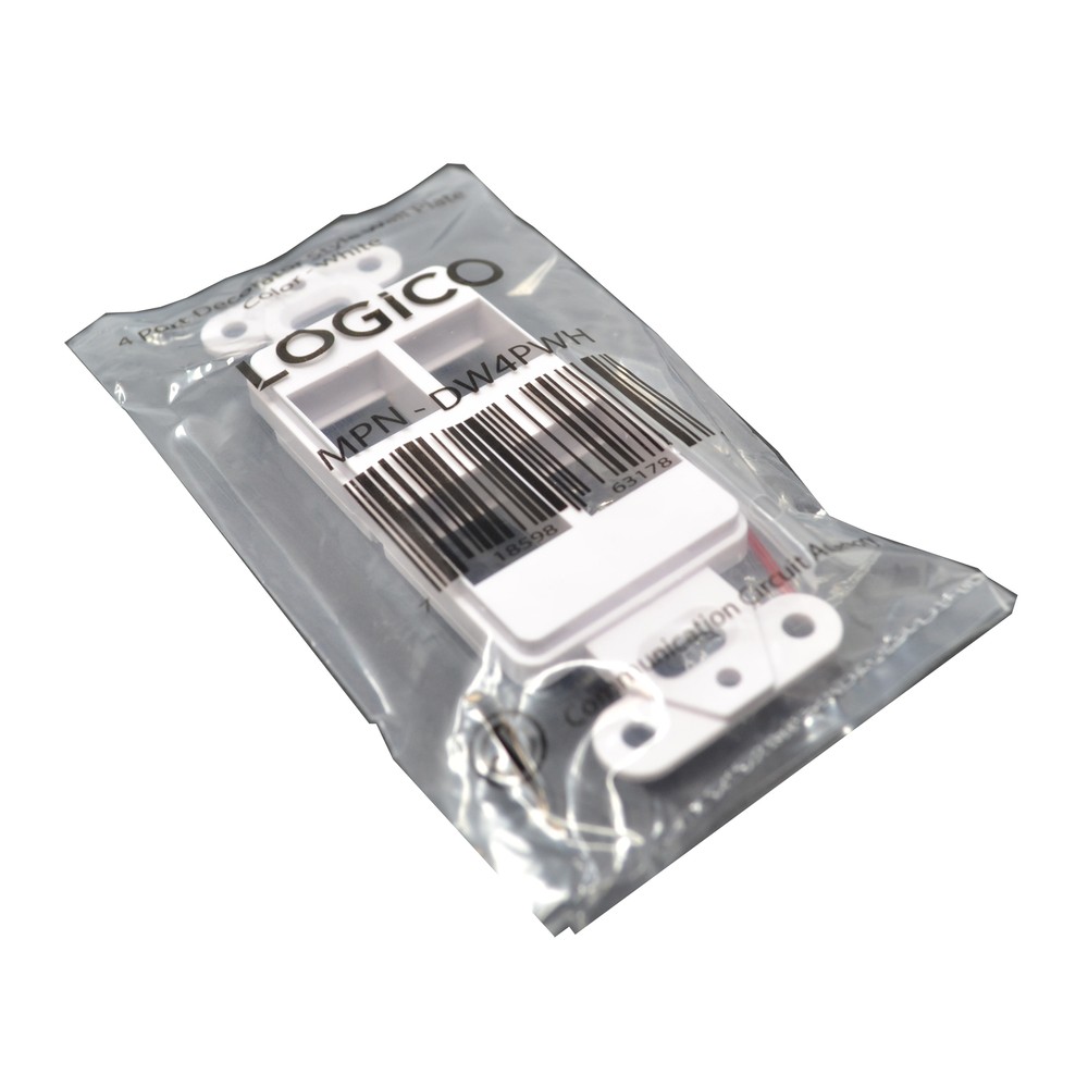 Decorator Style Keystone Jack 4 Port Modular Wall Insert Cover Plate White