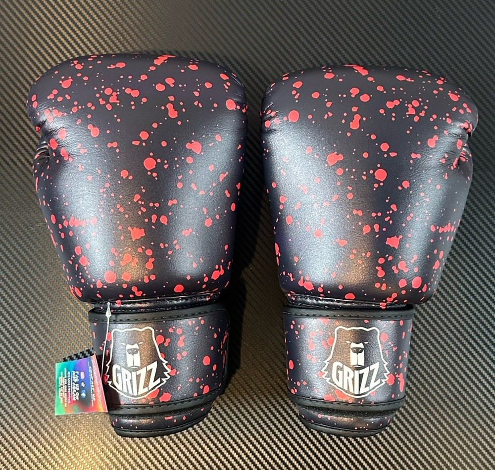 Grizz Blood Red Print Pattern Boxing Training Gloves 12oz