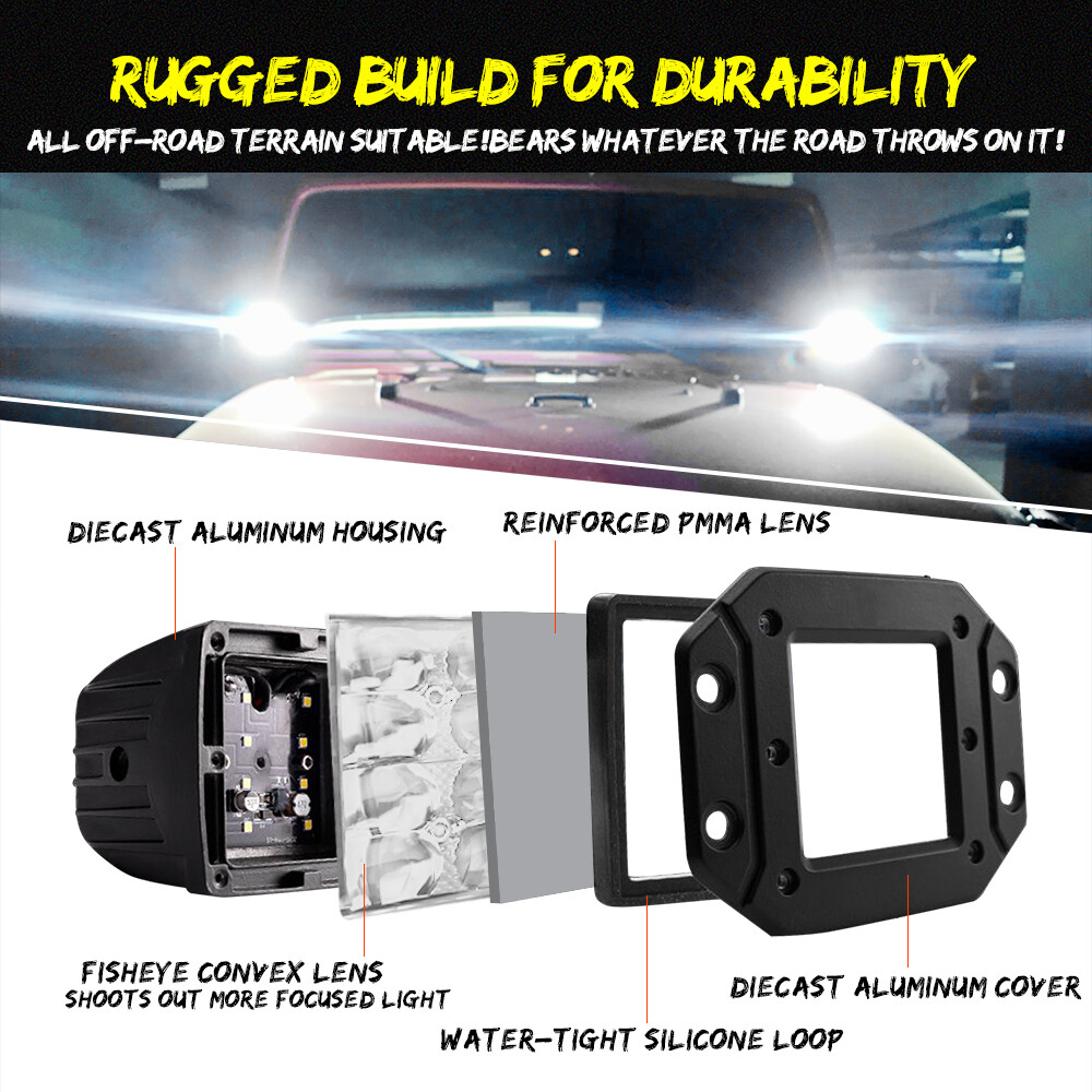 Fit Yamaha Grizzly 700 07-15 & 550 09-14 24W LED Light Pods Headlight Mount Kit