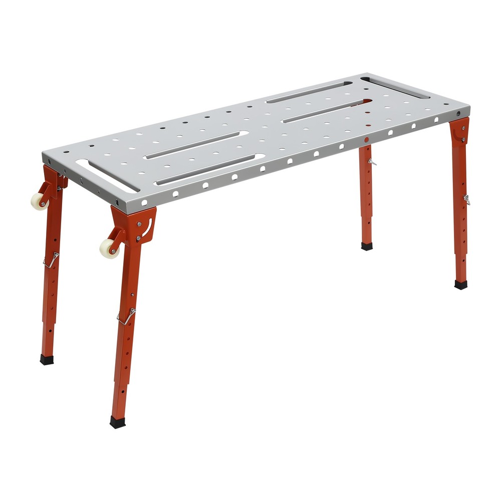 Steel Folding Welding Workbench Table with Adjustable Height and Wheels