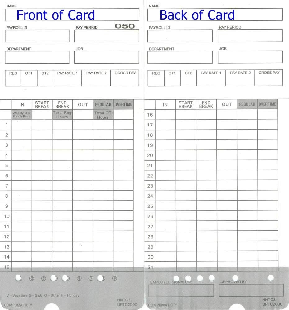 100 Time Cards for AutoAlign Calculating Time Clocks, Compatible & Durable