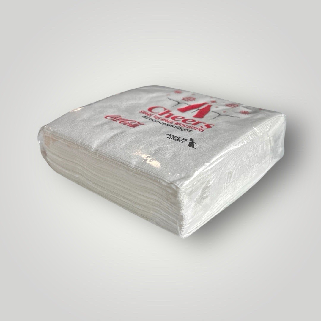 American Airlines Coca-Cola Collaborated Paper Napkins Flight Winter 50 Cts New