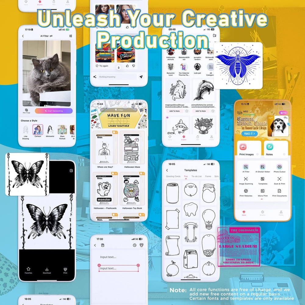 Mini Note Printer- M02 Pocket Thermal Bluetooth Mini Mobile Printer with 3 Rolls