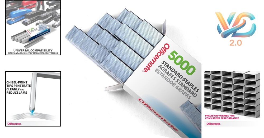 Standard Chisel Point Staples 5000 Count for Office Paper, Silver