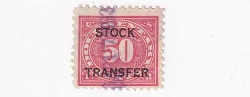 STAMP SCOTT RD9 "DOCUMENTARY - Stock Transfer" 50 CENT  1920 USED - O