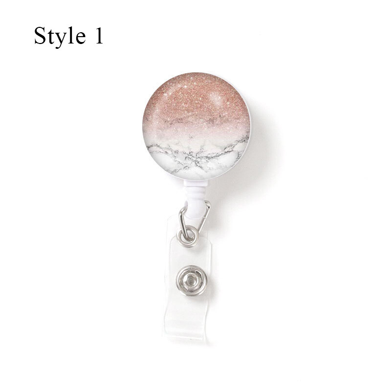 Work Card Clip Work Card Easy Pull Buckle Marble Patterned Eexpansion Buckle