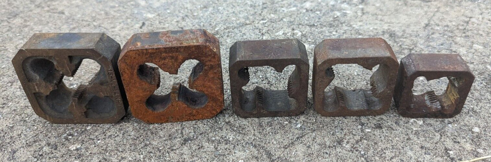 Vintage Square Die Pipe Threader With Threading Tool & Guides Assorted Lot As is