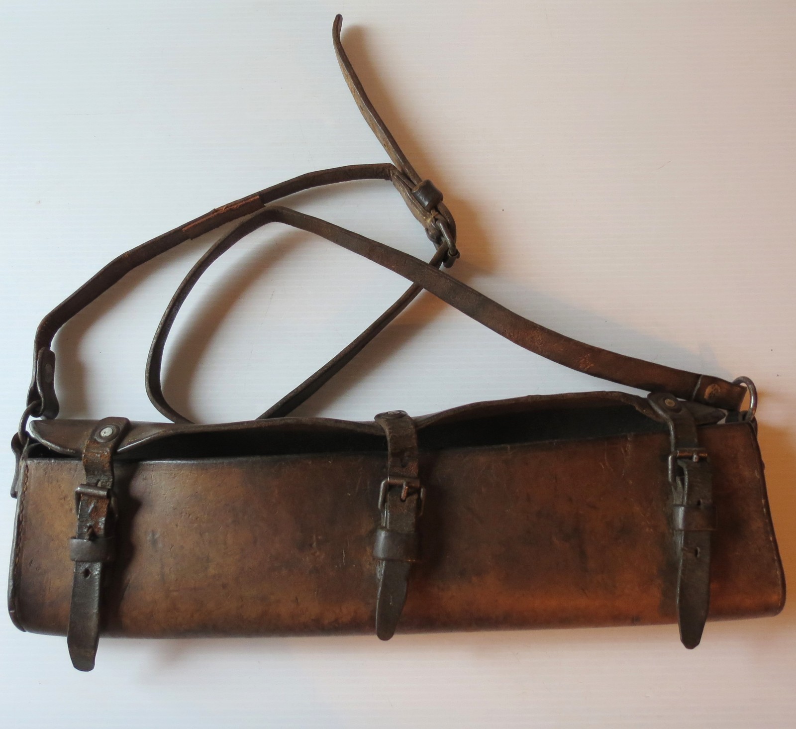 Antique Leather Cartridge Box Case Civil War Era 17 3/4" L