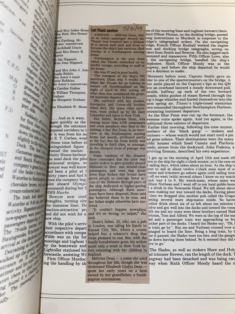Signed Titanic books archive