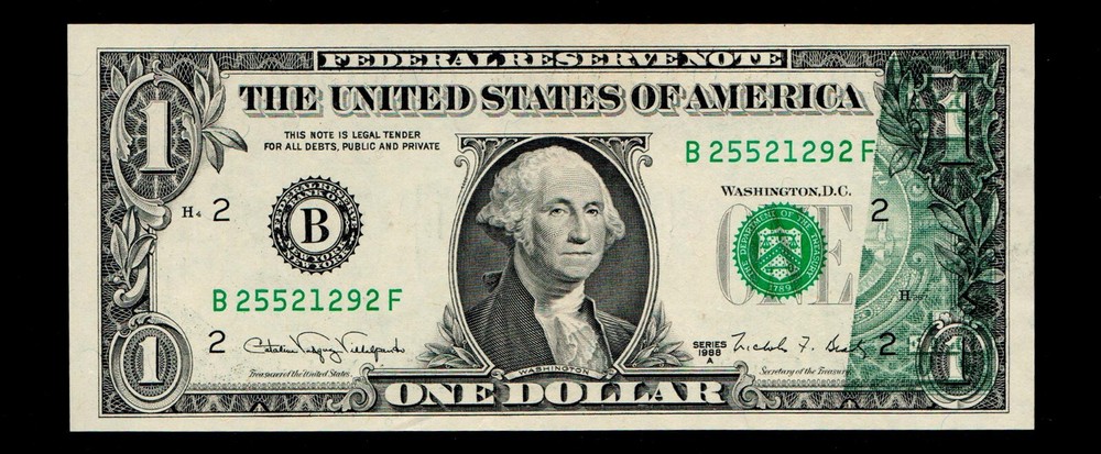Offset Printing Error 1988-A $1 Federal Reserve Note New York Uncirculated