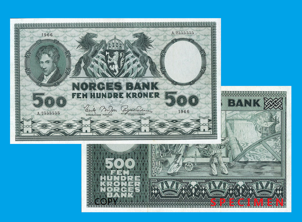 NORGE 500 kroner 1966- COPY