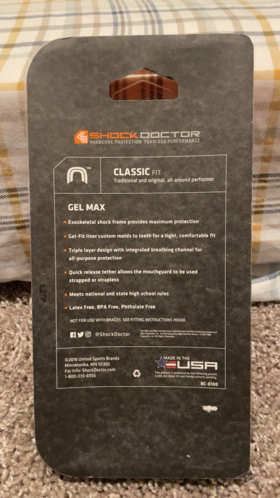 Shock Doctor Gel Max Youth Mouthguard Orange Boil-and-Bite Tether