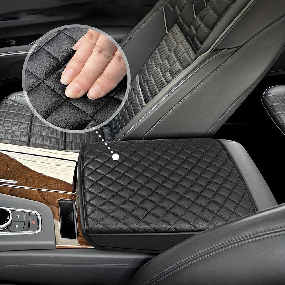 Fits Cadillac Escalade 2021-2026 Center Console Lid Armrest Cover Black Leather