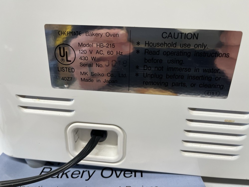Chefmate HB-215 Bakery Oven Bread Maker Unused Open Box